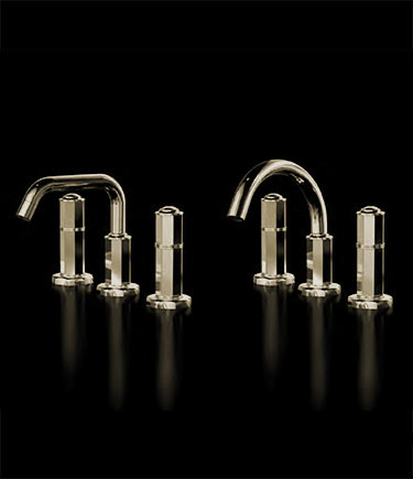 Art Deco Messing 3-tlg. Waschtischarmatur (61BE)