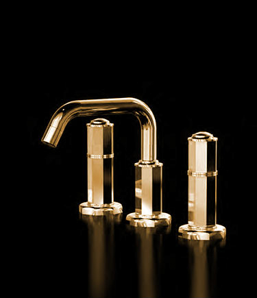 Art Deco Gold 3-tlg. Waschtischarmatur (61GE)