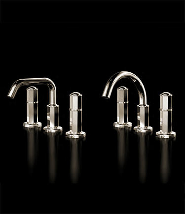 Art Deco Nickel 3-tlg. Standarmatur (61NE)