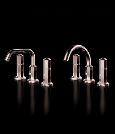Art Deco Rose Gold 3-tlg. Waschtischarmatur (61RGE)