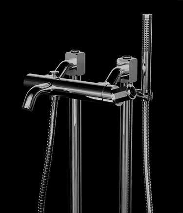 Art Deco Schwarze Freistehende Chrom Badewannenarmatur (61BKH)