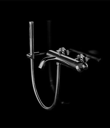 Art Deco Schwarz Chrom Wandarmatur für Badewannen (61BKF)