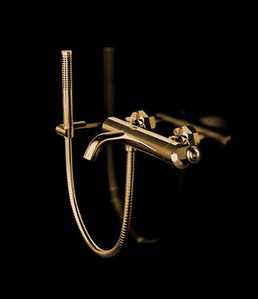 Art Deco Gold Badewannenarmatur zur Wandmontage (61GF)