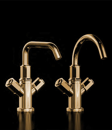Art Deco Gold Zweigriff-Waschtischarmatur (61GD)