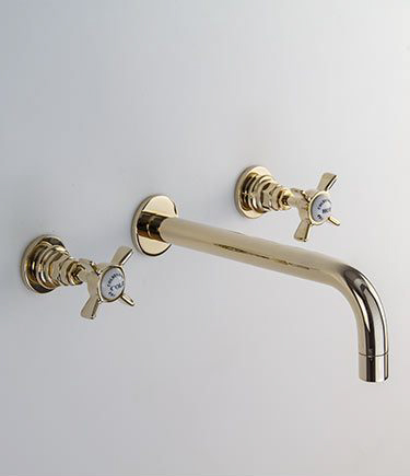 Goldene wandmontierte Waschbeckenarmatur (43DD)