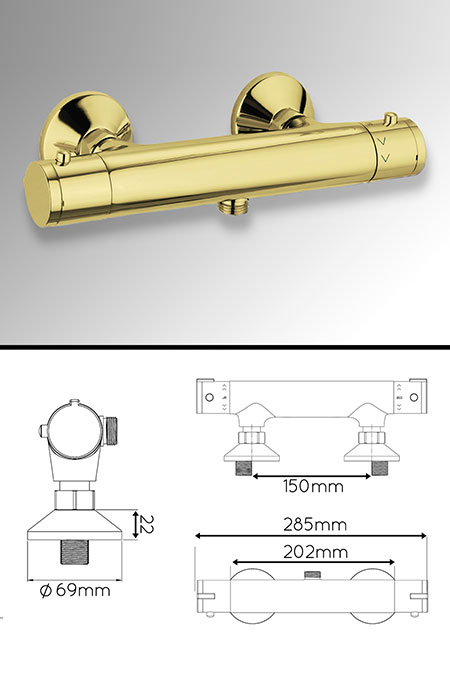 Goldenes Aufputz-Brause-Thermostat (43MM)