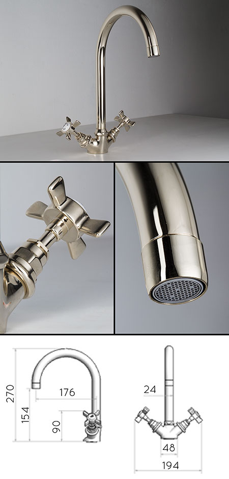 Nickel Classic Waschbecken-Mischarmatur (49BB)