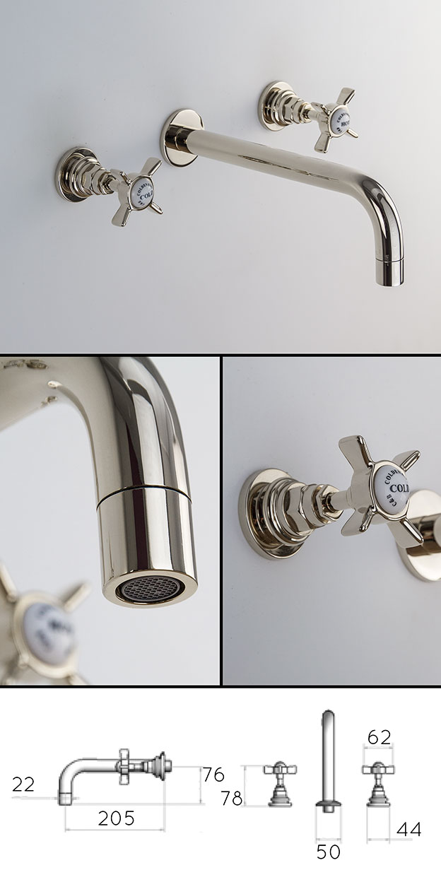 Nickel Classic Wandmontierte Waschbeckenarmatur (49DD)