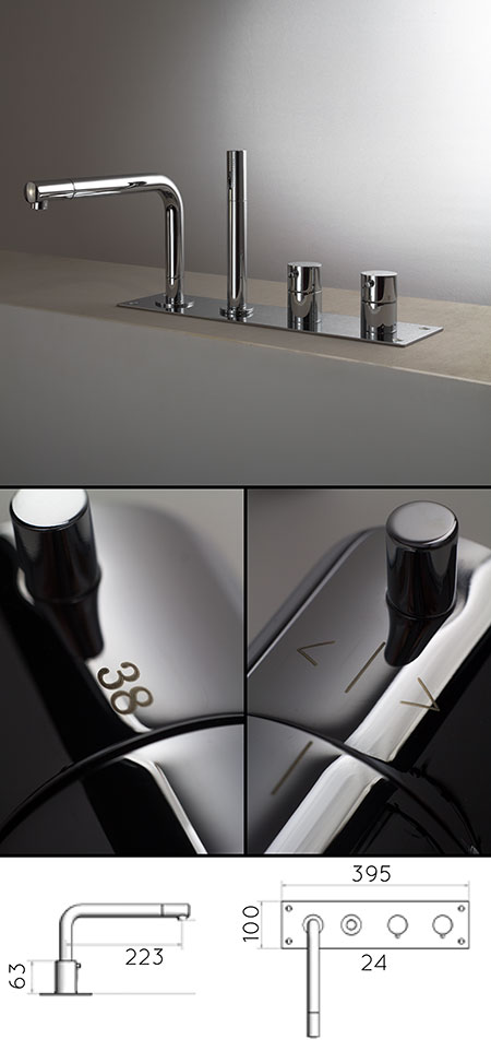 Thermostatische Badezwannenarmatur mit ausziehbarer Duschbrause (50A)