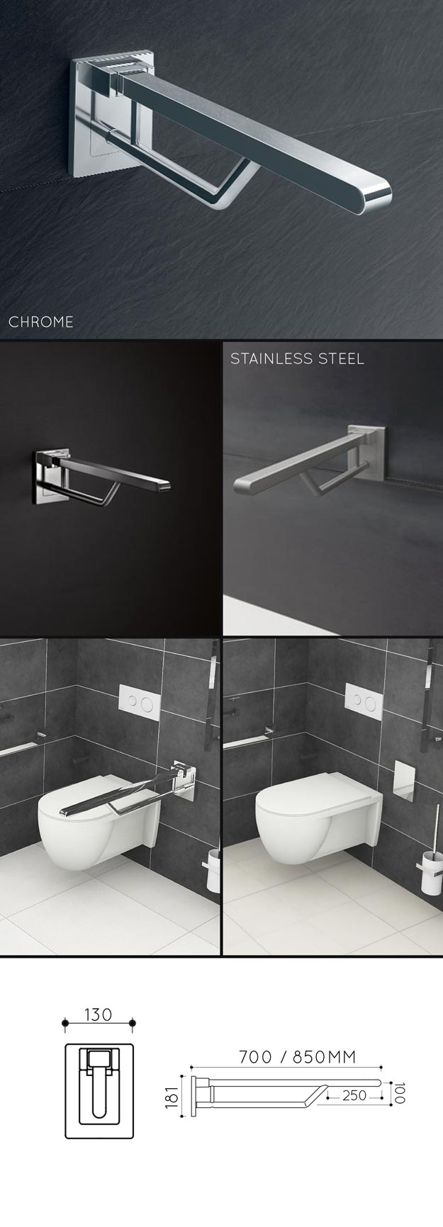 Trio Abnehmbarer klappbarer Haltegriff fr die Toilette (150F)