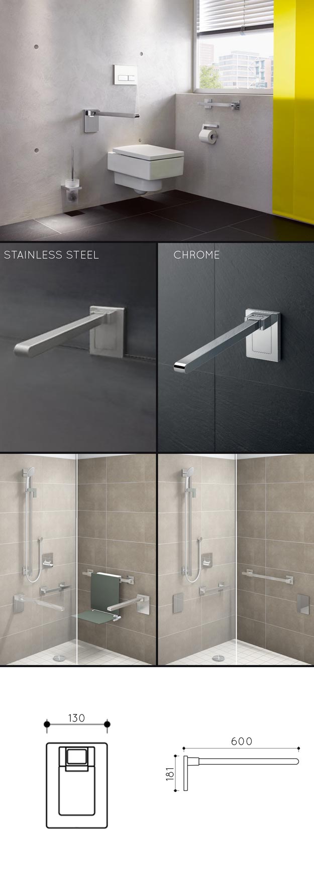Abnehmbarer klappbarer Toilettengriff (150E)