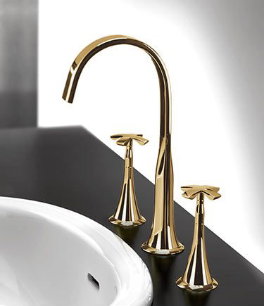 Coox Goldene Drei-Loch-Armatur für Waschbecken (43B)