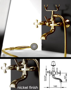 Coox Goldene Wannenfllarmatur mit Handbrause (43E)