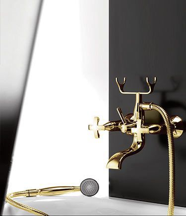 Coox Goldene Wannenfüllarmatur mit Handbrause (43E)