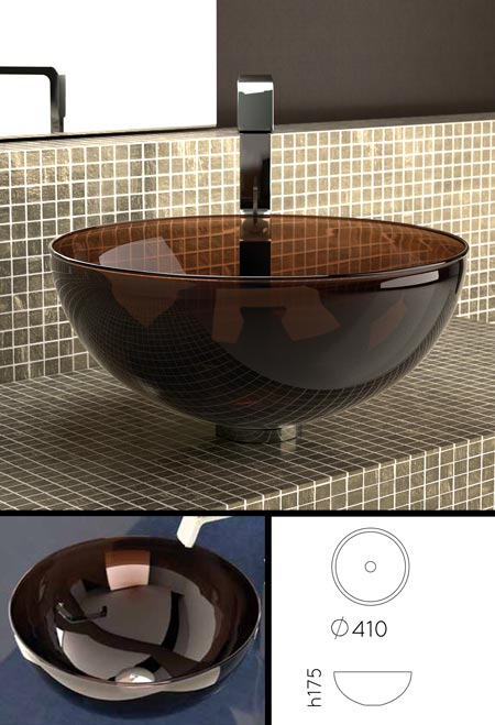 Ockerfarbenes Glas-Waschbecken (65G)