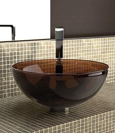 Ockerfarbenes Glas-Waschbecken (65G)