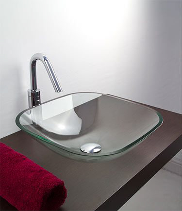 Quadratisches Klarglas-Waschbecken (65R)