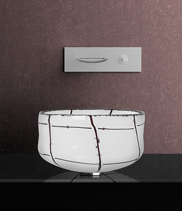 Luxuriöses Glas-Waschbecken in Weiss (65E)