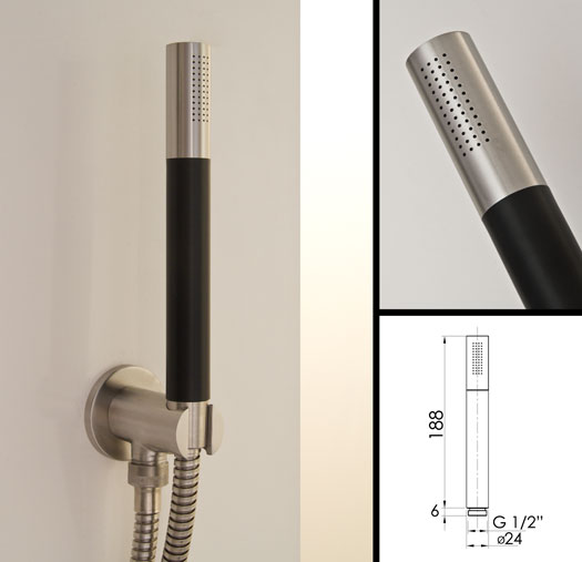 Schwarzer Edelstahl-Duschkopf (49P)