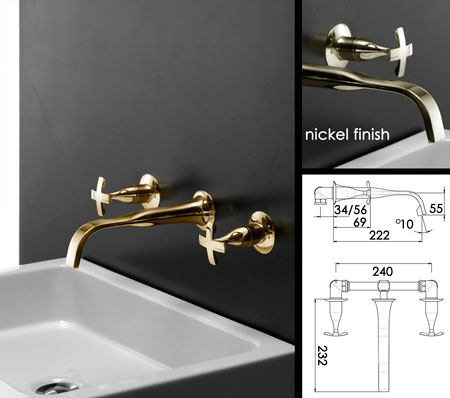 Coox Goldene wandmontierte Waschbeckenarmatur (43F)